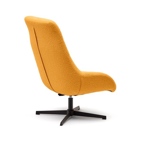 Sinepju dzeltens atpūtas krēsls no buklē auduma Celida – Kave Home-image-3