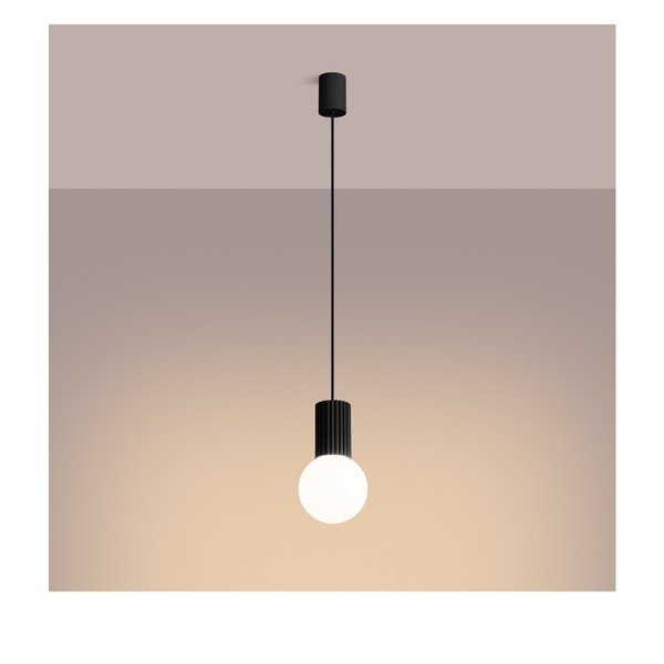 Melna piekaramā lampa ar stikla abažūru ø 12 cm Orbital – Sollux-image-4
