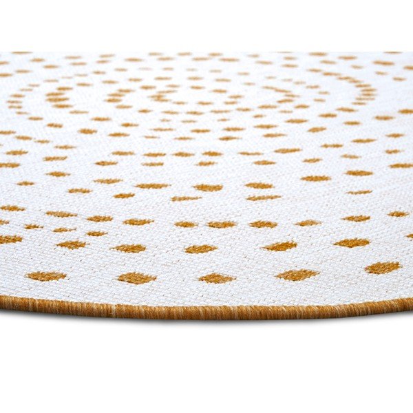 Okera dzeltens/balts apaļš āra paklājs ø 200 cm Bali – NORTHRUGS-image-3