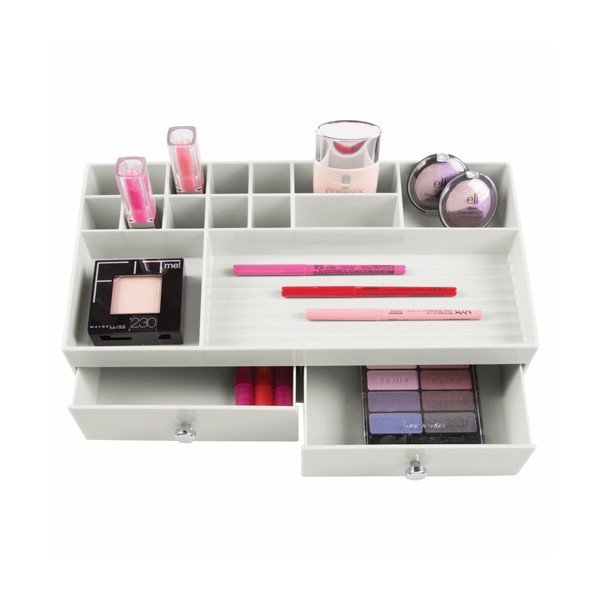 Balts organizators ar 2 atvilktnēm InterDesign Cosmetic Plus-image-2