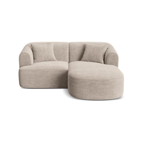 Gaiši brūns velveta stūra dīvāns (ar labo stūri/ar zvilni) Campi – Cosmopolitan Design