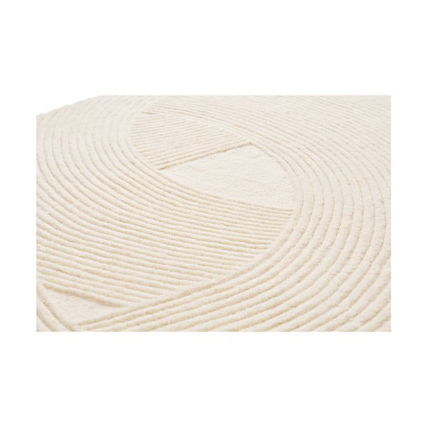 Krēmkrāsas ar rokām darināts vilnas paklājs 160x230 cm Pune – House Nordic-image-2