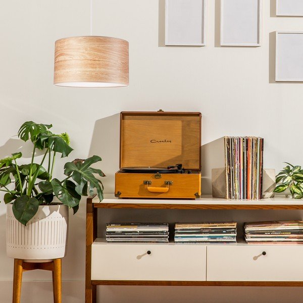 Dabīga toņa piekaramā lampa ar auduma abažūru ø 35 cm Print – LAMKUR-image-2