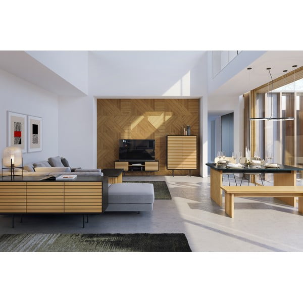 Ēdamgalds ar ozolkoka imitācijas virsmu 90x160 cm Stripe – Woodman-image-1