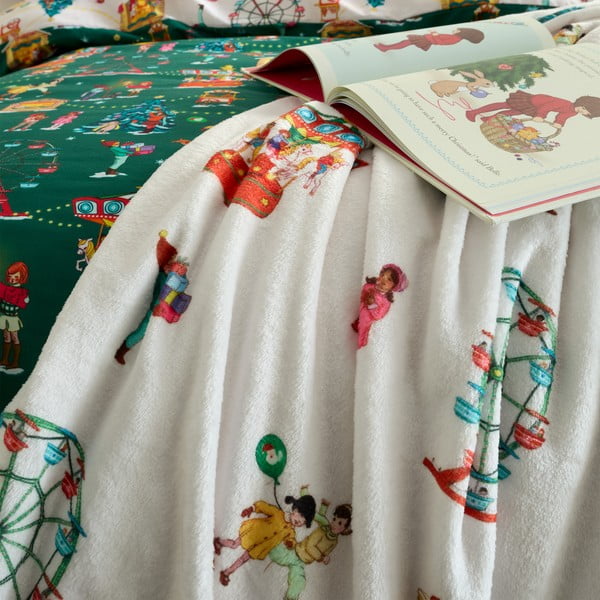 Balta mikroplīša bērnu sega 150x200 cm Christmas Fairground – Belle & Boo-image-2