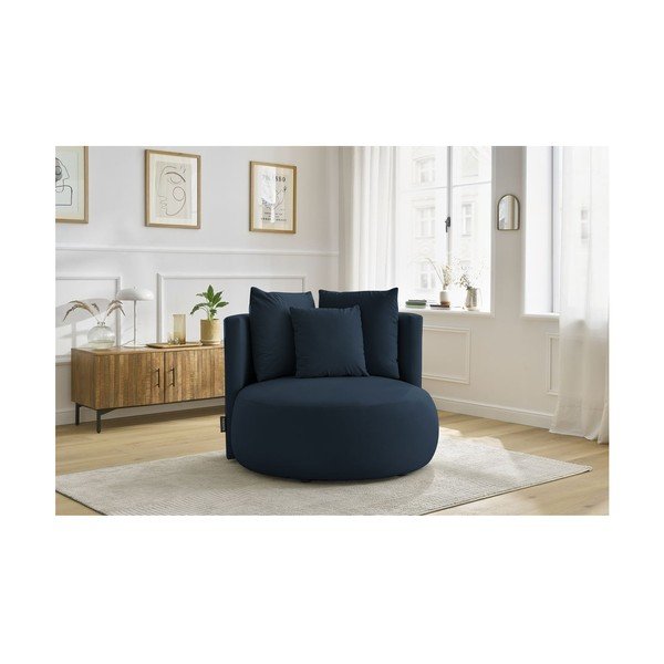 Tumši zils samta atpūtas krēsls Cesar – Bobochic Paris-image-1