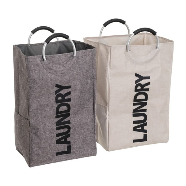 Pelēki/bēši tekstila veļas grozi (2 gab.) – Casa Selección