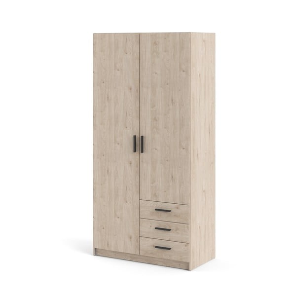 Dabīga toņa drēbju skapis ar ozolkoka imitāciju 99x200 cm Sprint – Tvilum-image-4