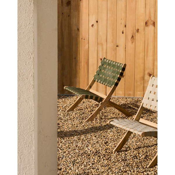 Zaļš masīvkoka dārza atpūtas krēsls Chabeli – Kave Home-image-1