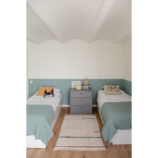 Zils/krēmkrāsas mazgājams/ar rokām darināts kokvilnas paklājs 90x130 cm Lanes Vintage Blue – Lorena Canals-image-3