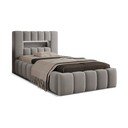 Pelēka polsterēta vienvietīga gulta ar veļas kasti un ar redelēm 90x200 cm Lamica – ELTAP