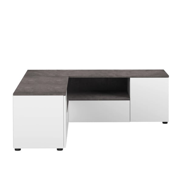 Balts/pelēks TV galdiņš ar betona imitāciju 130x46 cm Angle – TemaHome-image-2