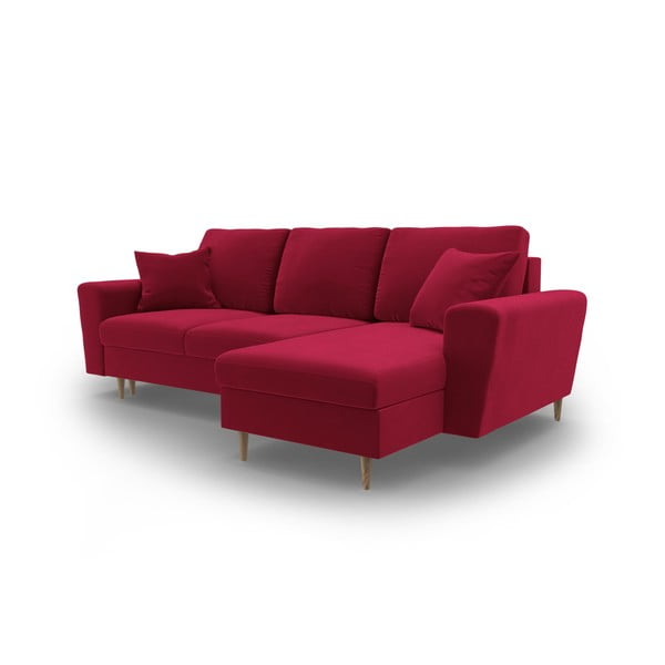 Sarkans samta salokāms stūra dīvāns ar uzglabāšanas vietu Kyoto – Cosmopolitan Design-image-4