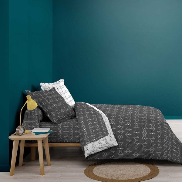 Tumši pelēks kokvilnas palags ar gumiju 140x190 cm Aristide – douceur d'intérieur-image-1