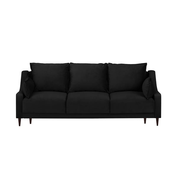 Melna samta dīvāns ar veļas kasti Mazzini Sofas Freesia, 215 cm