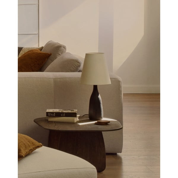 Melna/krēmkrāsas galda lampa ar auduma abažūru (augstums 56 cm) Luvia – Kave Home-image-2