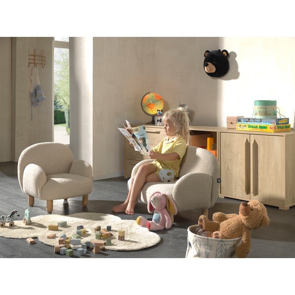 Bēšs bērnu atpūtas krēsls no buklē auduma Rocky – Vipack-image-3