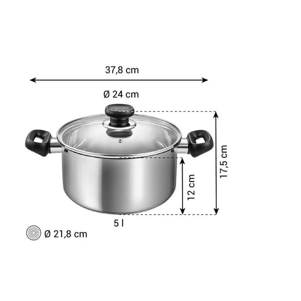 Nerūsējošā tērauda katls ar vāku piemērots indukcijas plītij 5 l Brava – Tescoma-image-3