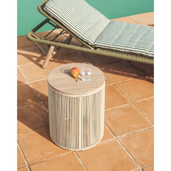 Apaļš dārza galdiņš ar akācijas koka galda virsmu ø 40 cm Dandara – Kave Home-image-1