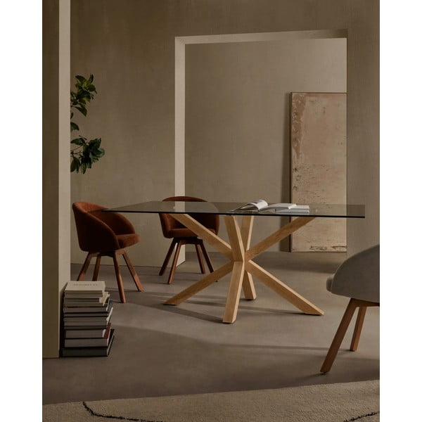 Stikla ēdamgalds ar dabīgu pamatni Kave Home, 160 x 90 cm-image-1