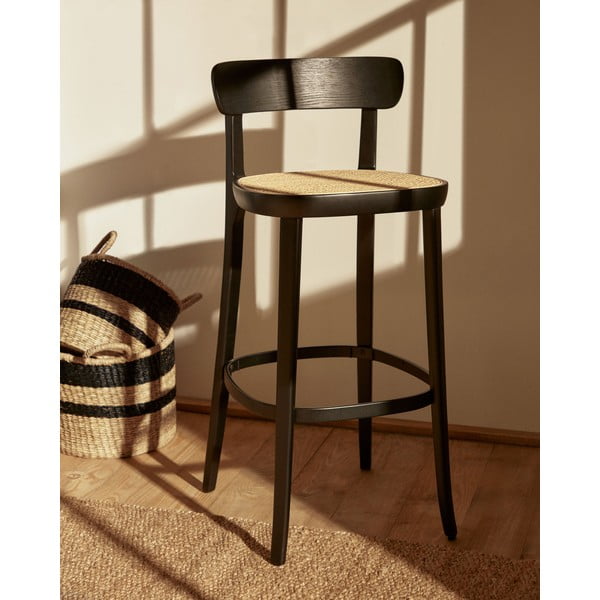 Melns bāra krēsls no oškoka 99 cm Romane – Kave Home-image-1