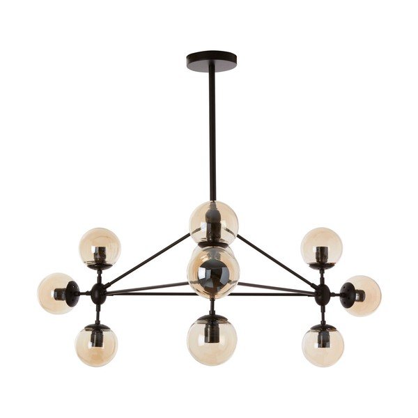Melna metāla piekaramā lampa ar stikla abažūru Abira – Premier Housewares