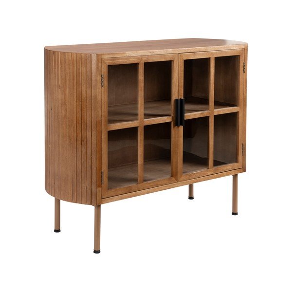 Dabīga toņa gumijkoka masīvkoka vitrīna 100x80x38 cm Yaz – White Label-image-2