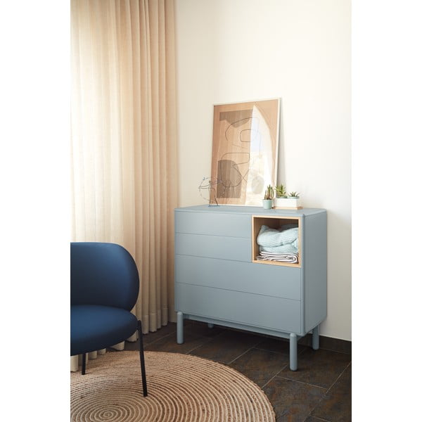 Zila/pelēka zema kumode 90x90 cm Corvo – Teulat-image-1