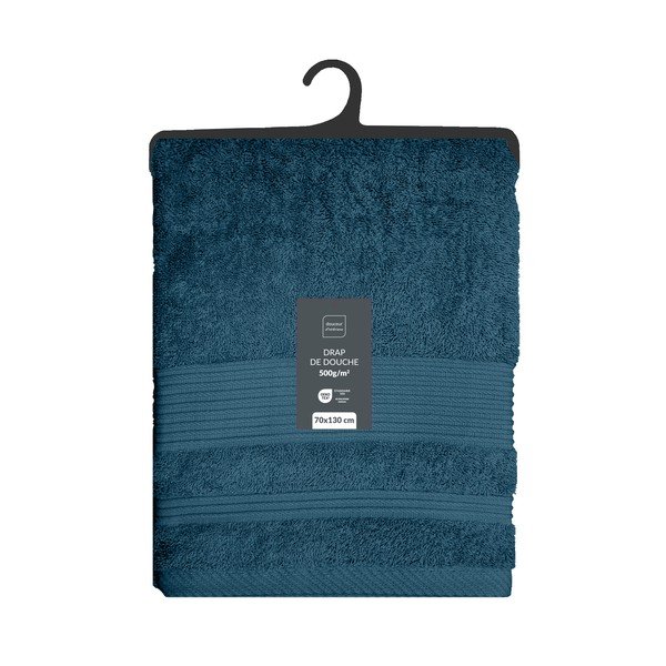 Tumši zils frotē kokvilnas dvielis 70x130 cm Tendresse – douceur d'intérieur-image-4