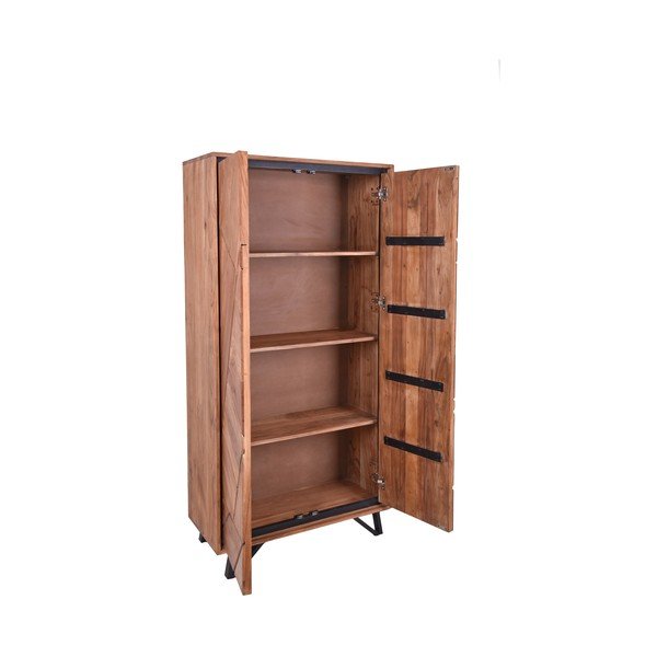 Dabīga toņa akācijas masīvkoka drēbju skapis 90x181x40 cm Ambala – Interia Home & Living-image-3