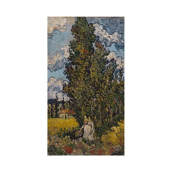 Vinsents van Gogs - Ciprese un divas sievietes, 70x46 cm