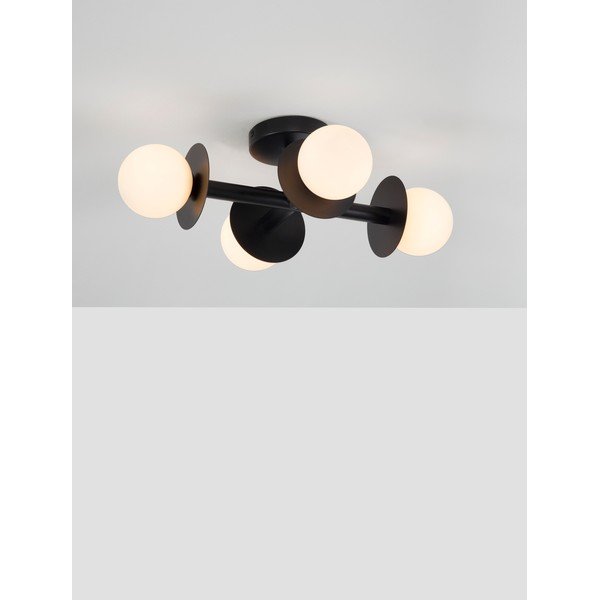 Balta/melna metāla griestu lampa ar stikla abažūru 37x51 cm Pielo – Nova Luce-image-1