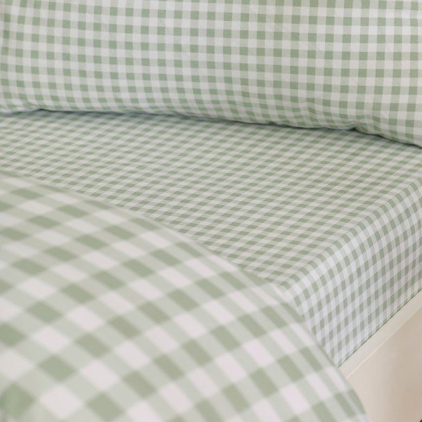 Zaļa divguļamā/īpaši gara trīsdaļīga gultas veļa 230x220 cm Bamford Gingham Check – Catherine Lansfield-image-4