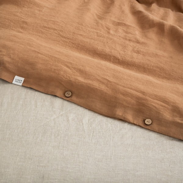 Brūna divvietīga lina gultas veļa 200x200 cm – Linen Tales-image-2