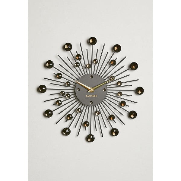 Sienas pulkstenis no melniem Karlsson Sunburst kristāliem-image-4