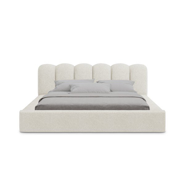 Krēmkrāsas polsterēta divvietīga gulta ar veļas kasti un redelēm 180x200 cm Mano – Makamii-image-3