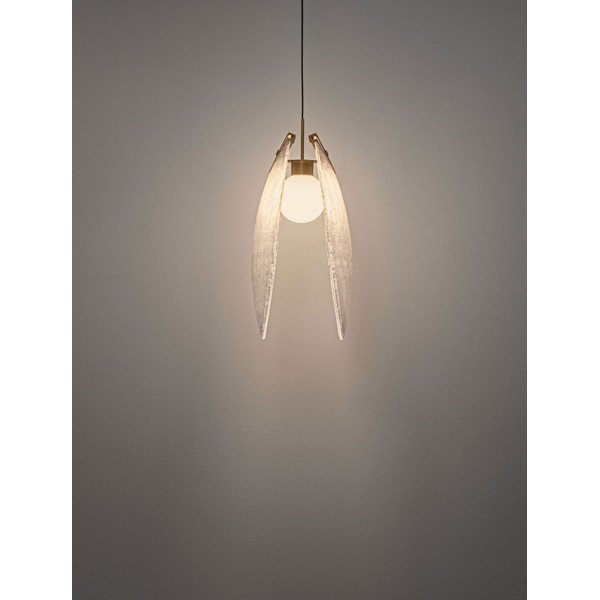 Misiņa krāsas tērauda LED piekaramā lampa ar stikla abažūru Shelina – Nova Luce-image-2