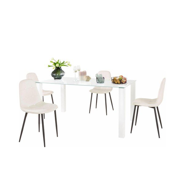 Ēdamgalds un 4 balti krēsli Støraa Dante, galda garums 160 cm-image-1