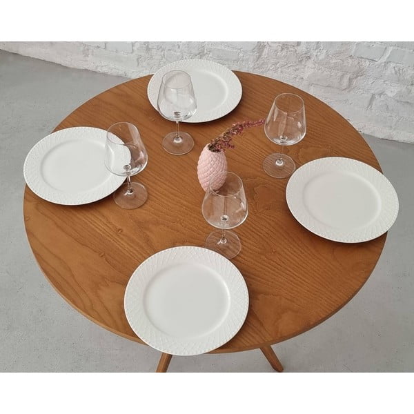 Apaļš ēdamgalds ar oškoka imitācijas galda virsmu ø 90 cm Jubi – Ragaba-image-3