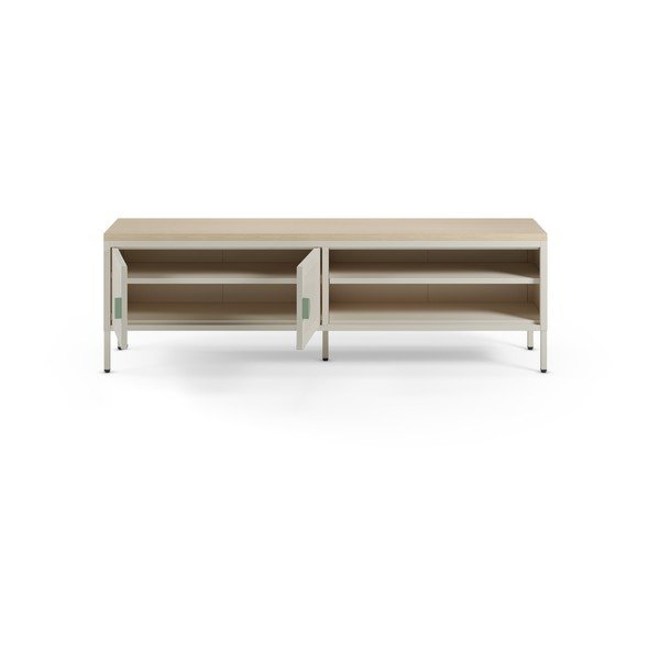 Krēmkrāsas/dabīga toņa metāla TV galdiņš 160x50x35 cm Sayla – Marckeric-image-1