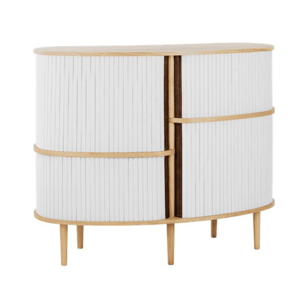 Pelēks/dabīga toņa skapītis ar ozolkoka imitāciju un bīdāmām durvīm 120x100x50 cm Audacious – UMAGE-image-1