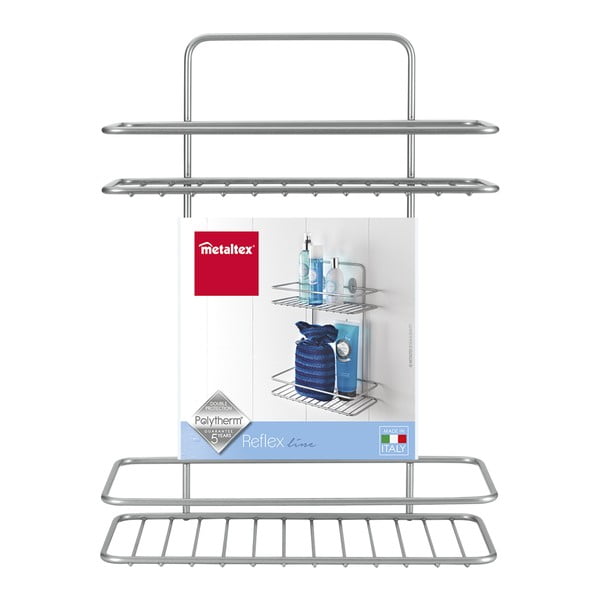 Sienas stūra vannas istabas plaukts ar diviem līmeņiem Metaltex Ref-image-2