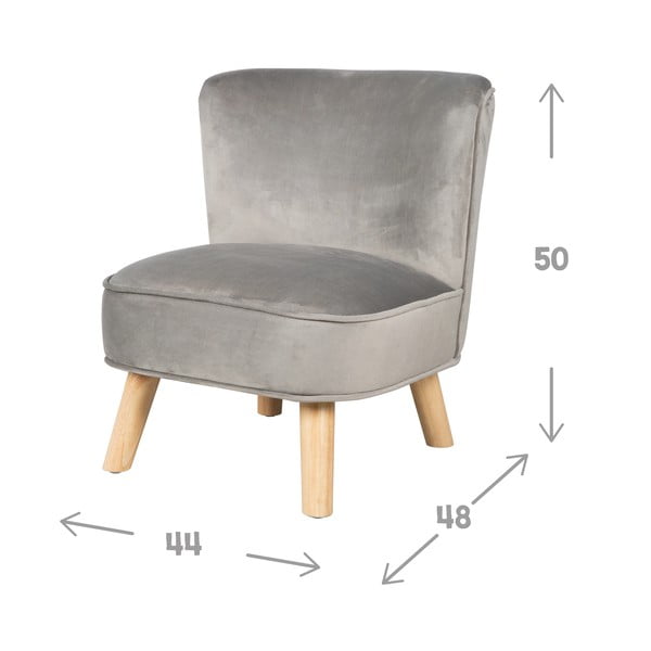 Gaiši pelēks samta bērnu atpūtas krēsls Lil Sofa – Roba-image-3