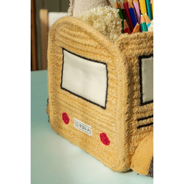 Okera dzeltens tekstila bērnu rotaļlietu grozs 22x19x15 cm School Bus – Lorena Canals-image-4