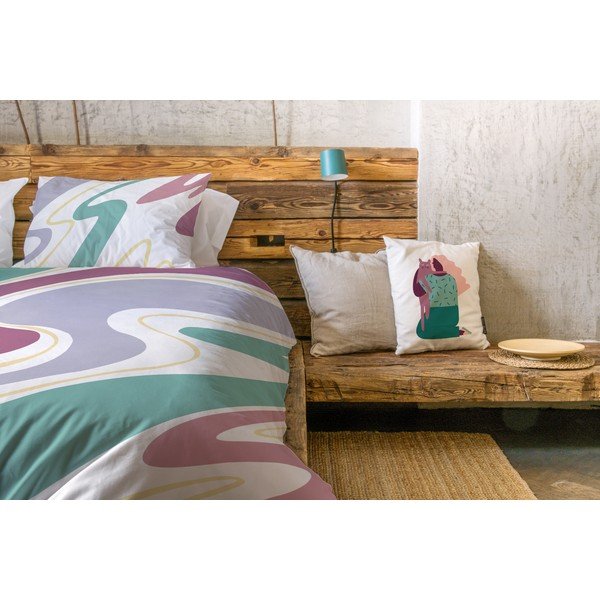 Balta/zila vienguļamā gultas veļa no kokvilnas satīna 140x200 cm Student Collection – Butter Kings-image-1