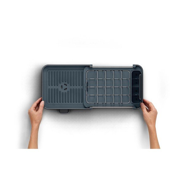 Melns plastmasas pielāgojams trauku žāvētājs 31x19 cm Extend Slim Steel – Joseph Joseph-image-4