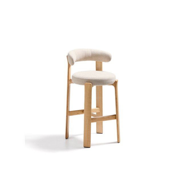 Bēšs/gaiša dabīga toņa oša masīvkoka bāra krēsls (sēdekļa augstums 75 cm) Granite – Kave Home