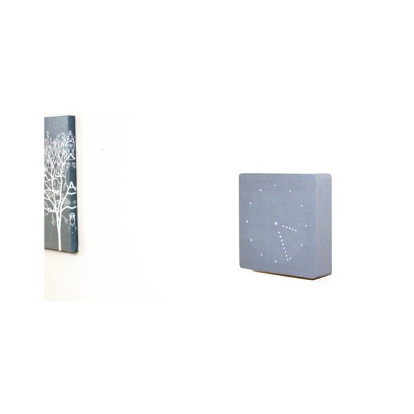 Pelēks modinātājs ar baltu LED displeju Gingko analogais klikšķa pulkstenis-image-3