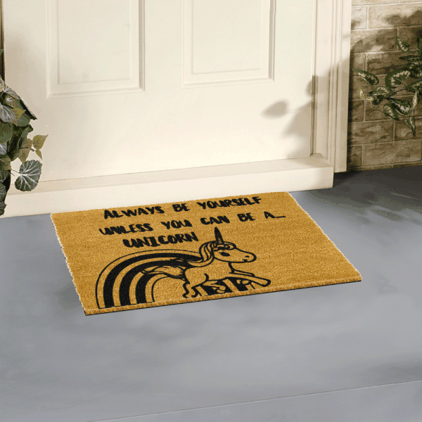 Dabīgā kokosšķiedras paklājs Artsy Doormats Vienradzis, 40 x 60 cm-image-1