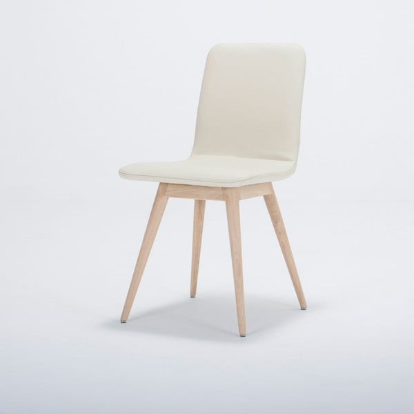 Ēdamistabas krēsls no ozolkoka masīvkoka ar baltas ādas sēdekli Gazzda Ena
